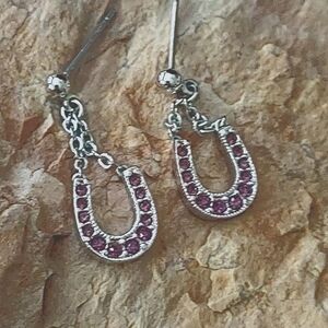 Silvertone Horseshoe Post Earrings